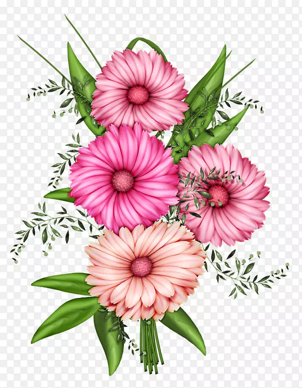 粉色花朵剪贴画-水彩画可爱