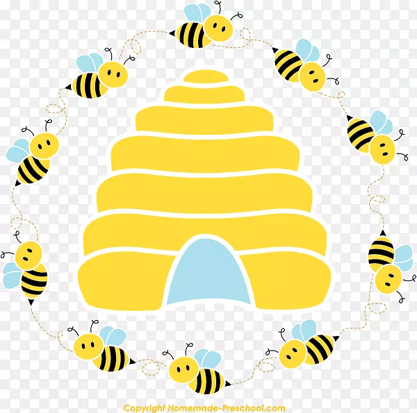蜜蜂蜂巢蜂后剪贴画-圆形边界