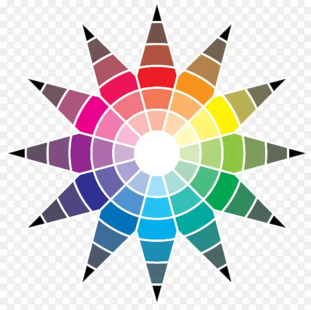 彩色星，彩色轮的元素，原色-圆形边框。