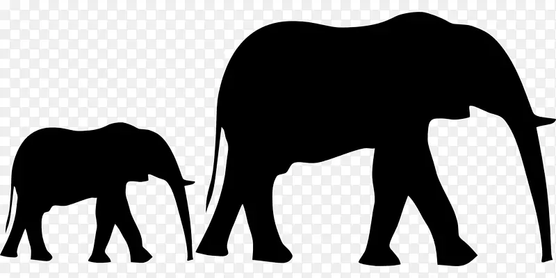 大象剪影剪贴画-动物剪影