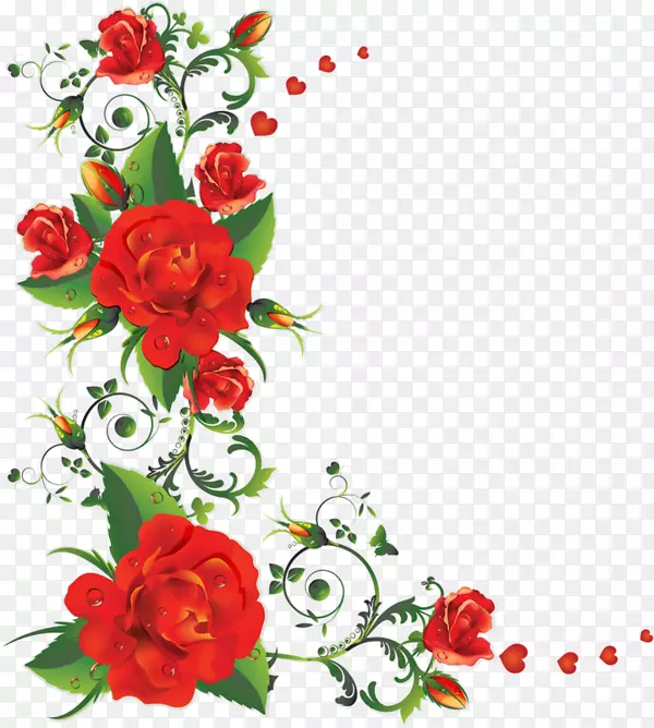 玫瑰花夹艺术-红玫瑰边框