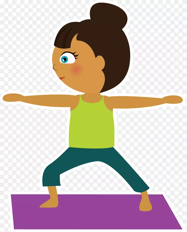 儿童瑜伽virabhadrasana i体育锻炼剪辑艺术-瑜伽