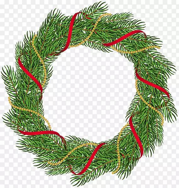 圣诞树，植物花环，剪贴画.蓝色花环
