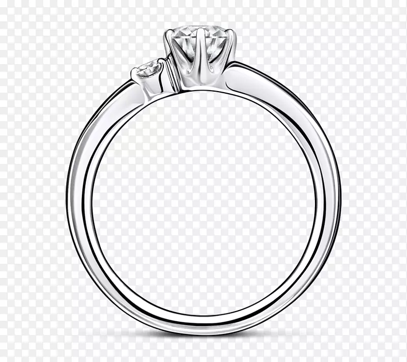 订婚戒指，结婚戒指，钻石，银-桑树