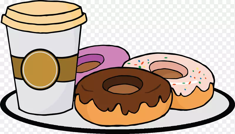 甜甜圈咖啡和甜甜圈夹艺术甜甜圈