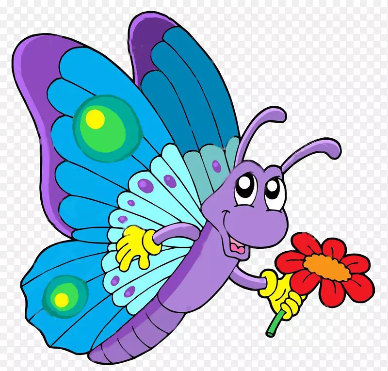 蝴蝶着色书绘图夹艺术-粉红卡通