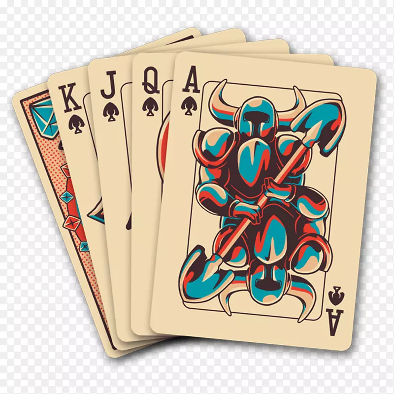 铁锹骑士超级男子玩纸牌游戏王牌