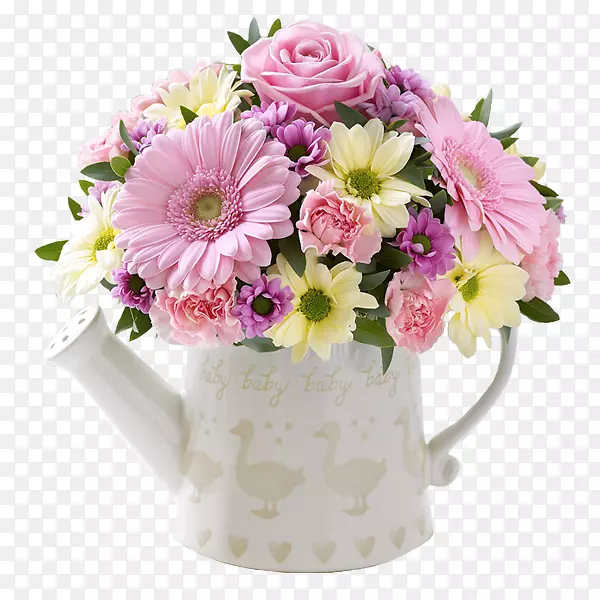 切花，浇花罐，粉红色花束-粉彩花
