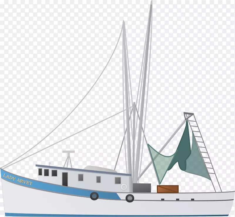 渔船对虾渔业剪贴画-游艇