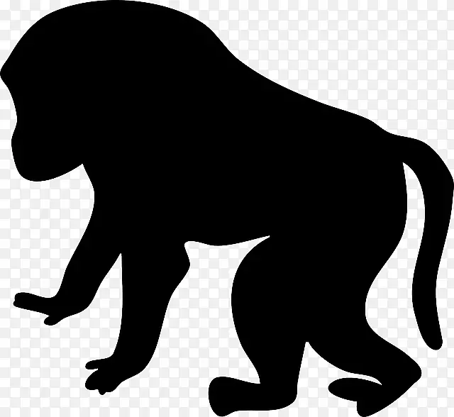 狒狒-猿类剪贴画-动物轮廓