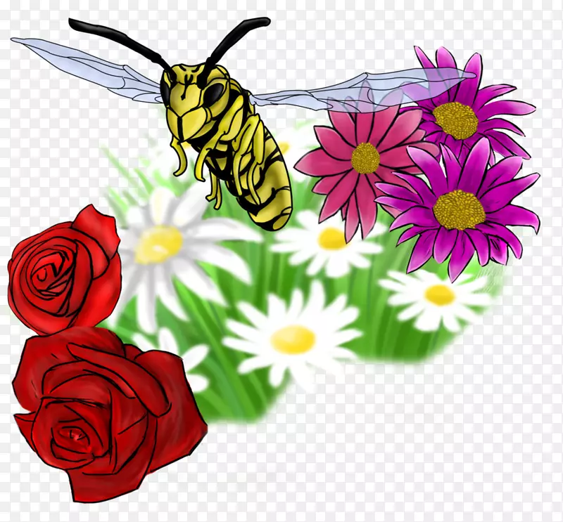 昆虫蝴蝶花蜂传粉器-黄蜂