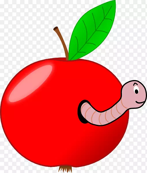 蠕虫苹果剪贴画-绿苹果