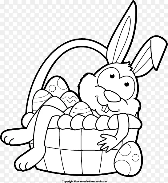 复活节兔子复活节篮子剪贴画-复活节兔子