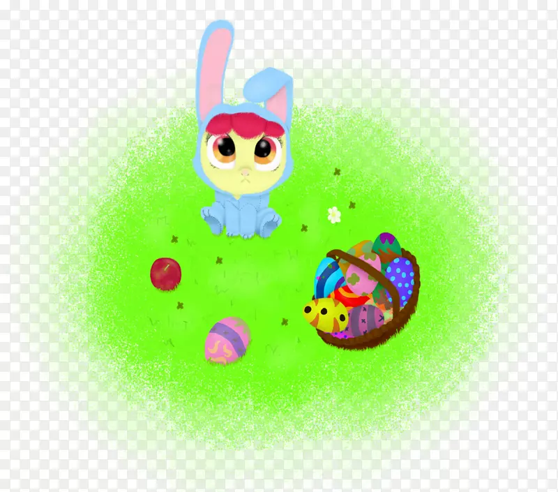 苹果盛开复活节兔子艺术-复活节兔子