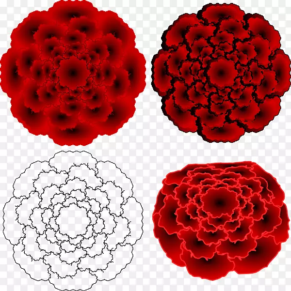 花卉设计红色剪贴画抽象花