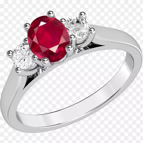 订婚戒指红宝石切割皇冠珠宝