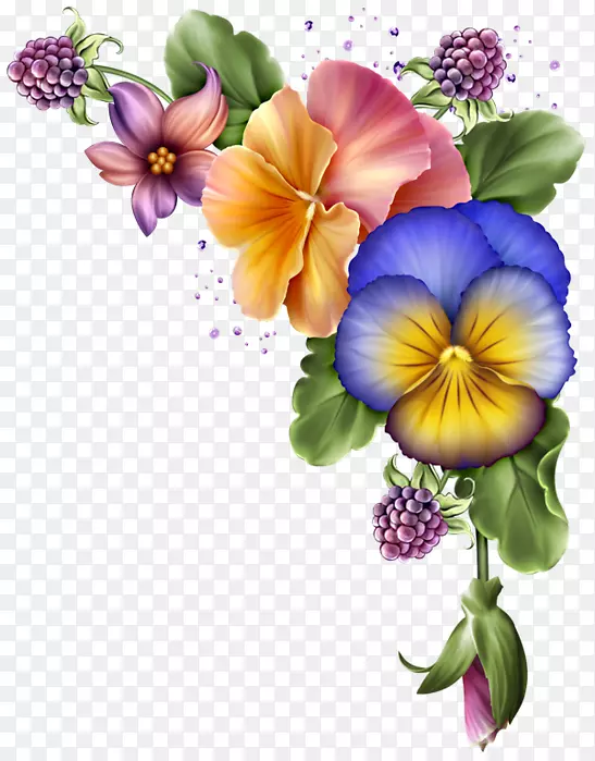 花卉剪贴画.紫色水彩画