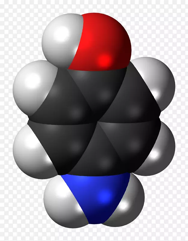 化学4-氨基酚分子酸球棒模型