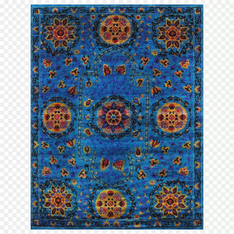 青绿色提尔纺织品对称图案.地毯
