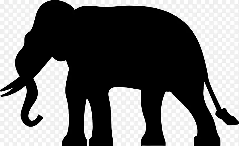 非洲象亚洲象剪贴画-剪影