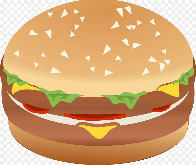 汉堡包芝士汉堡快餐滑块剪贴画彩色