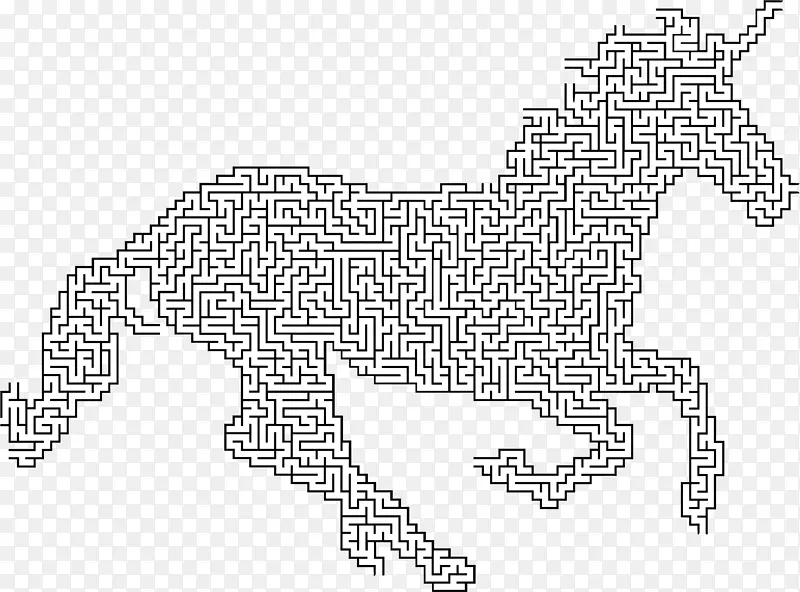 独角兽线艺术迷宫传奇生物-独角兽