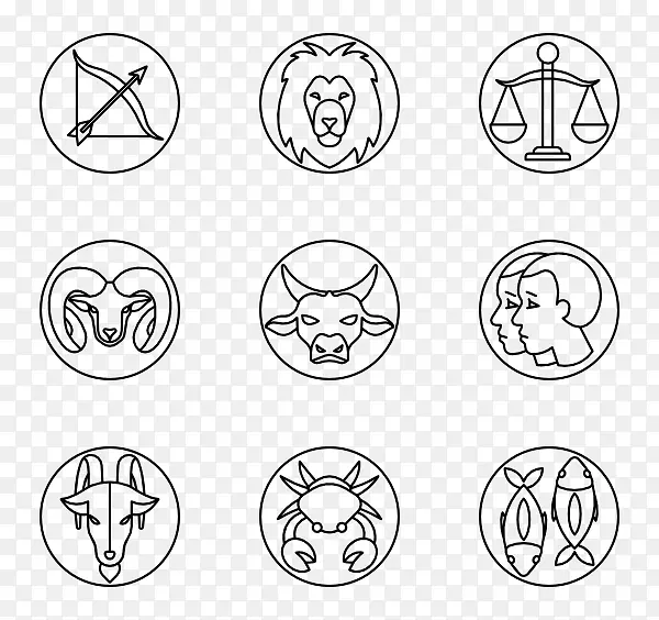 十二生肖符号占星学符号计算机图标.生肖符号
