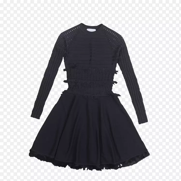 鸡尾酒裙服装小黑连衣裙袖-条纹