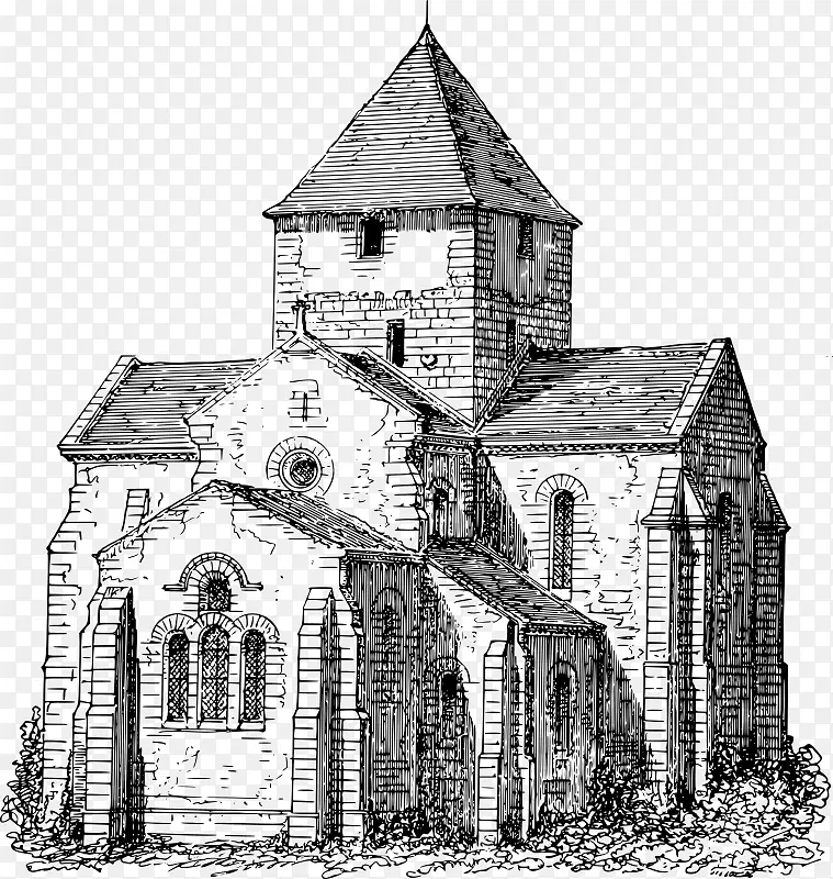 建筑教堂绘画-教堂