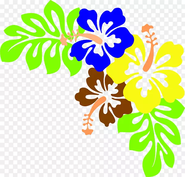 夏威夷木槿黄芙蓉剪贴画-夏威夷花