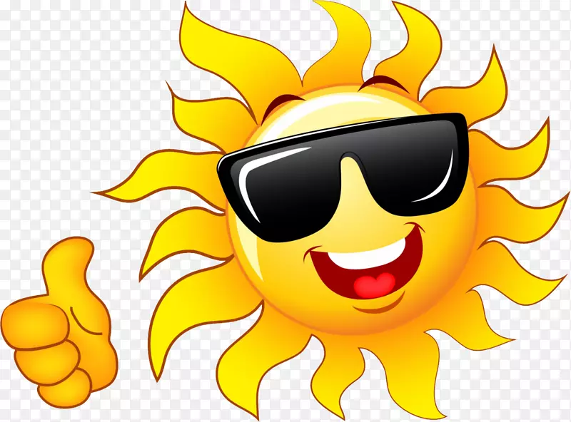 太阳光太阳能笑脸剪贴画太阳镜表情符号