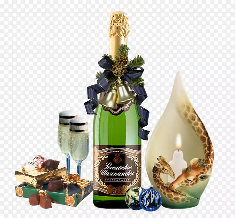 香槟酒Albom新年博客剪贴画-香槟