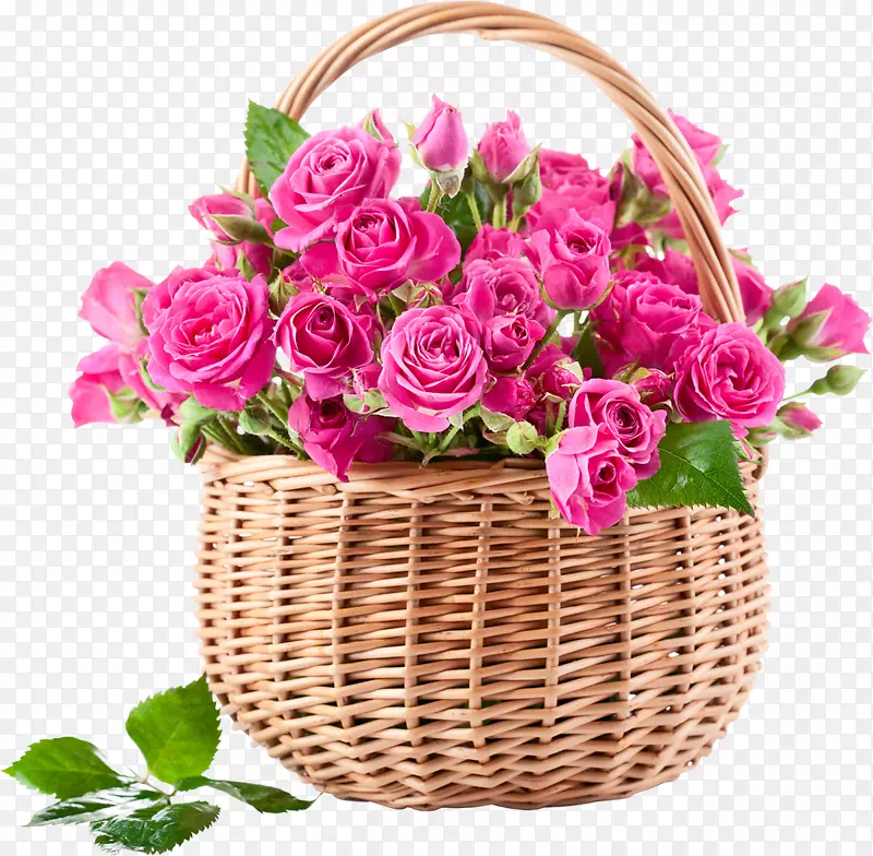 玫瑰花束篮粉红色花.花束