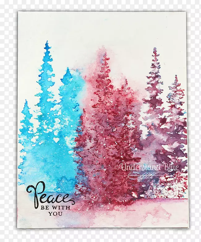 云杉，冷杉，圣诞树，圣诞装饰-水彩画
