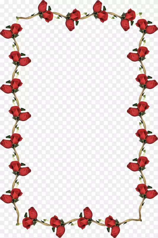画框花园玫瑰花文字-红色框架