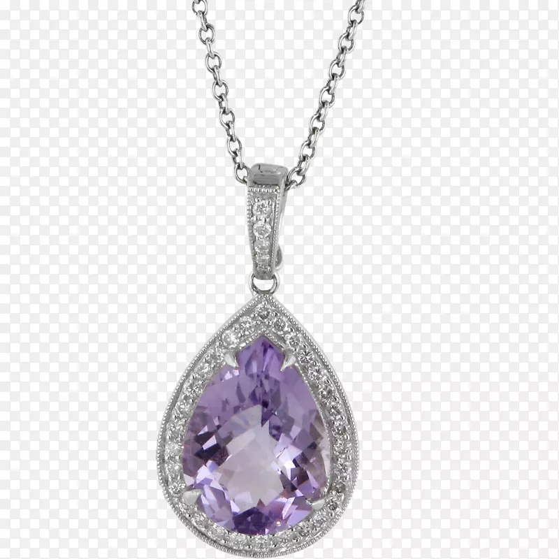 珠宝魅力和吊坠项链银耳环紫水晶