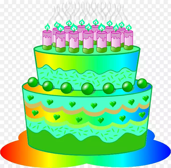 生日蛋糕，糖霜和松饼，纸杯蛋糕，剪贴画-粉红色蛋糕