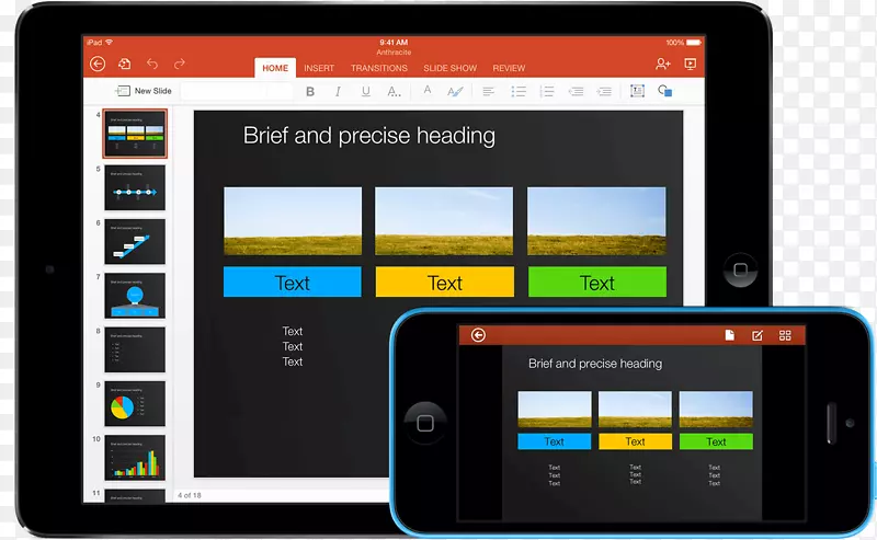 微软PowerPoint数字模板苹果应用程序
