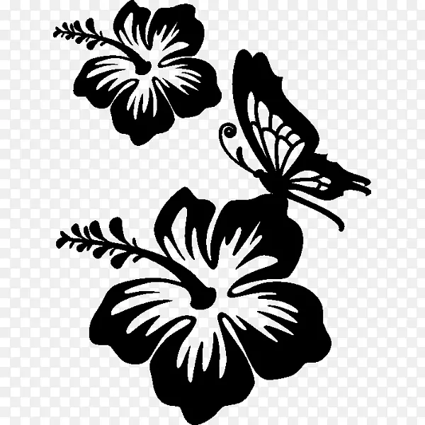 蝴蝶墙贴纸-夏威夷花
