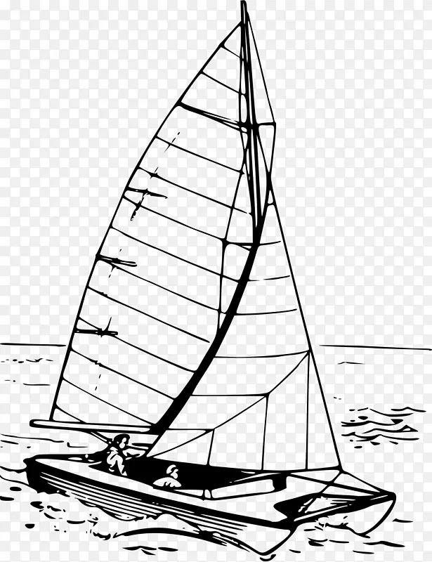 双体船帆船剪贴画-船只和游艇