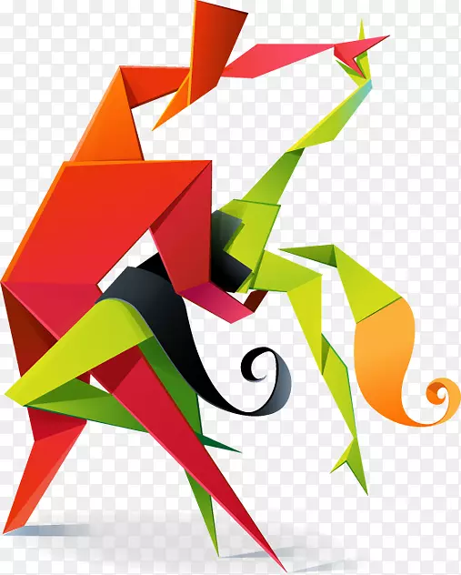 折纸舞蹈艺术标志-折纸