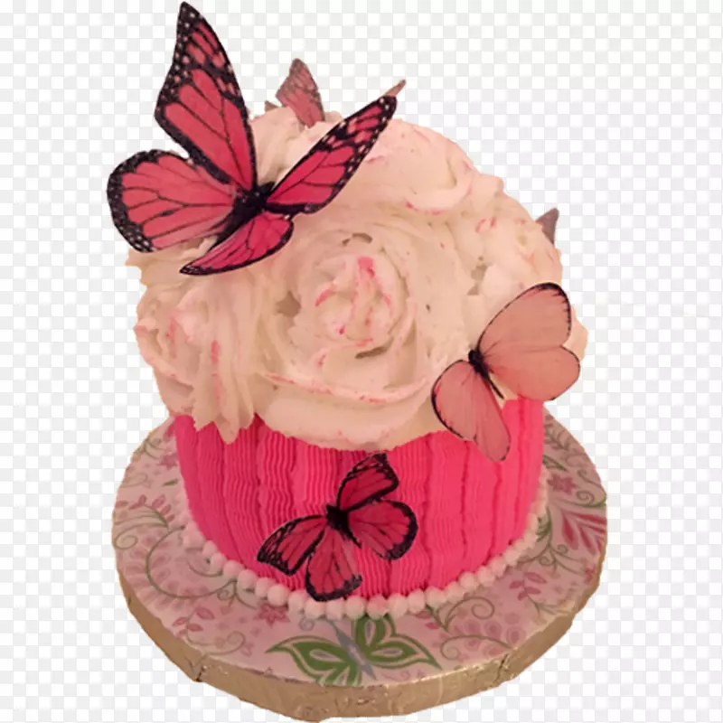糖蛋糕托生日蛋糕蝴蝶-水彩画蝴蝶