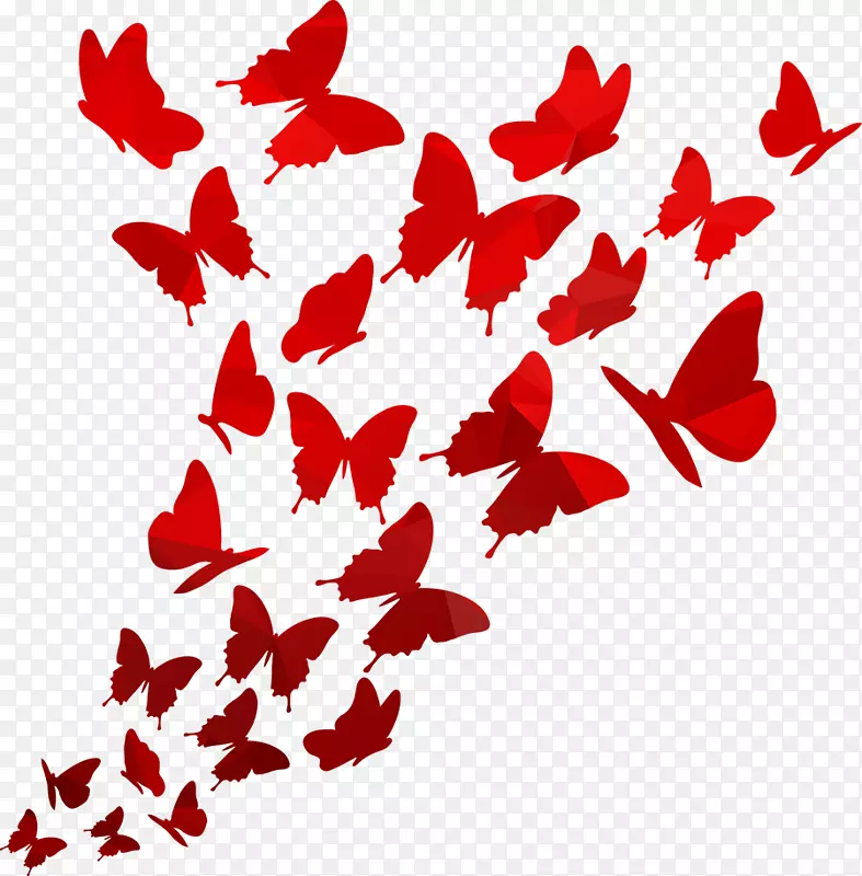 蝴蝶多边形-红色蝴蝶
