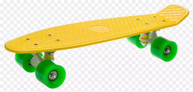 滑板，黄色便士板，长板，绿色滑板