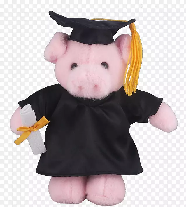 毛绒动物&可爱玩具猪毕业典礼礼服-毕业礼服
