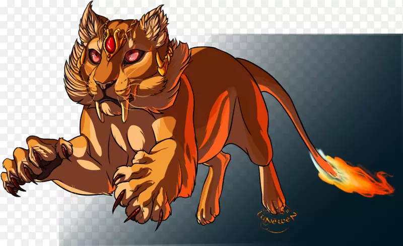 老虎的诅咒画火焰猫孟加拉虎-地牢和龙