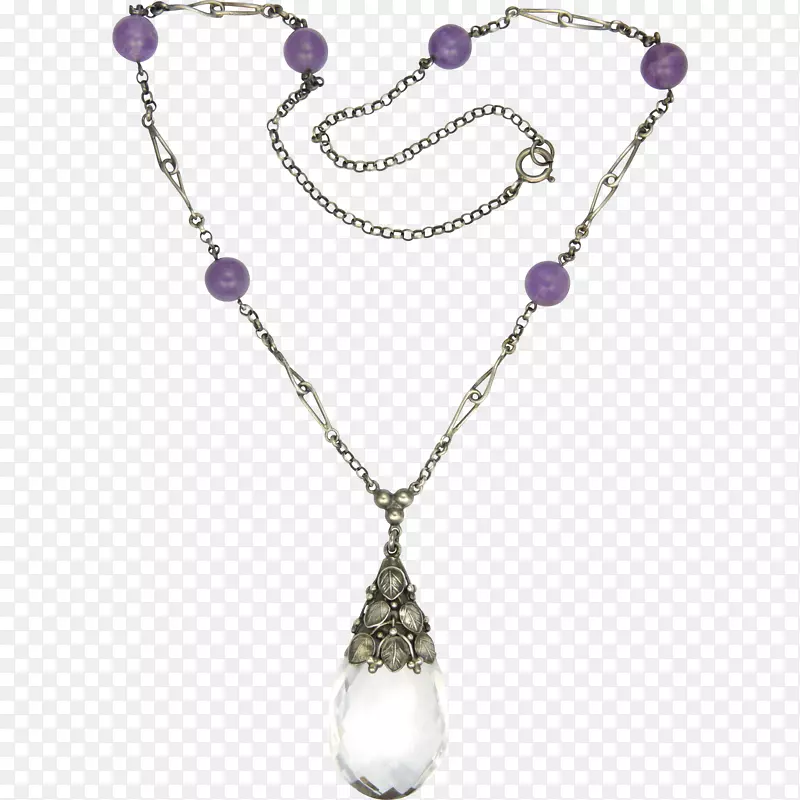 项链珠宝紫水晶魅力和吊坠珠-紫水晶