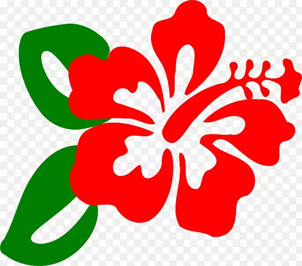 夏威夷木槿红色剪贴画-热带花卉
