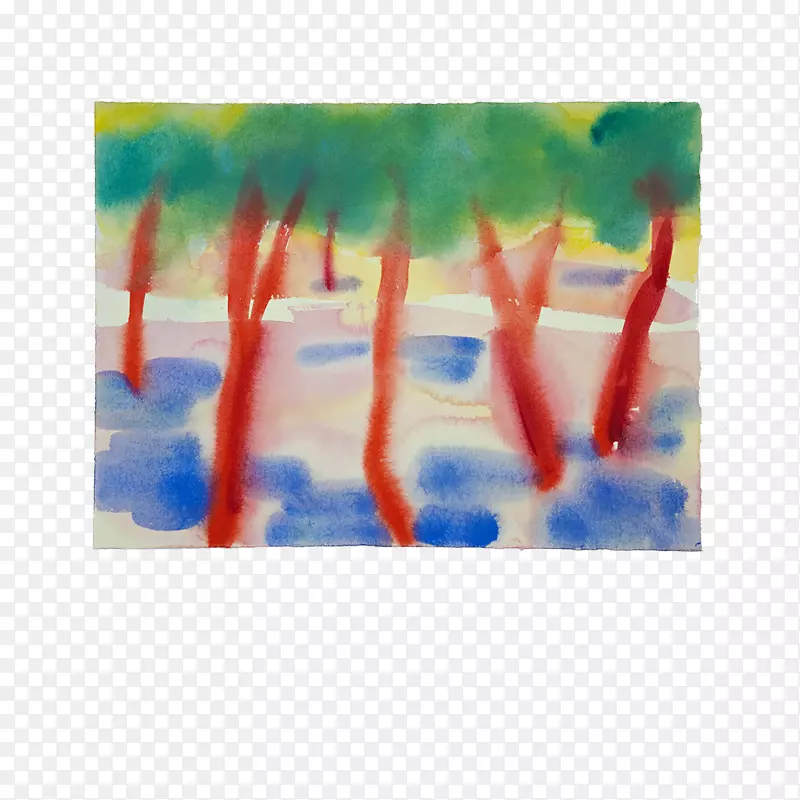 水彩画软木树阿伦特霍-叶水彩