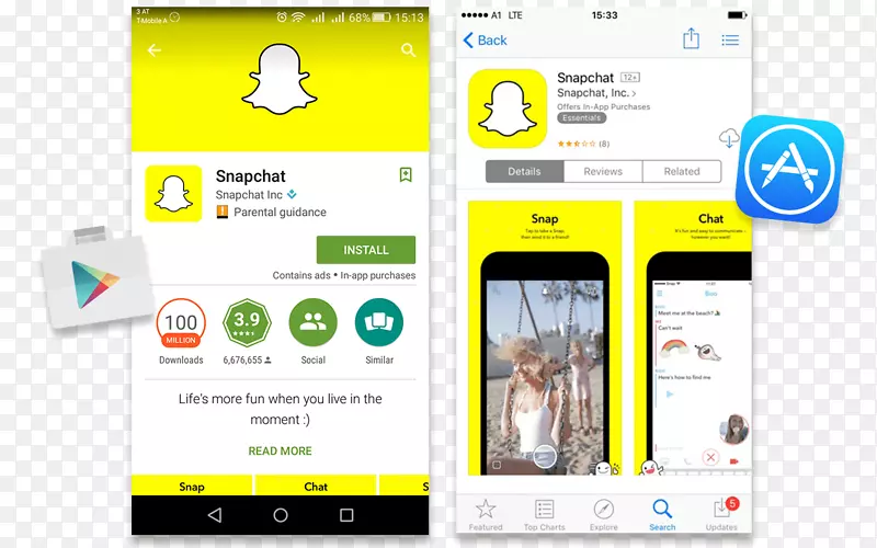 谷歌玩苹果应用商店-Snapchat